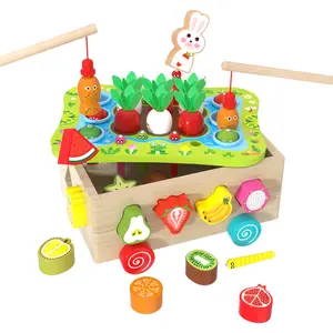 COMMIKI CPC Certification Geometry Matching Children's Puzzle Early Education Car Toy Fish Pond Orchard Car Fishing Pull Radish