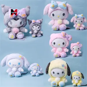 Sanrio-almohada de dibujos animados de kakali Kuromi helloed a kitty My Melody Cinnamoroll, muñecos de peluche suaves para niños, regalos de cumpleaños