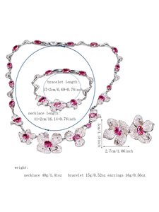 Ensemble de <span class=keywords><strong>bijoux</strong></span> de <span class=keywords><strong>luxe</strong></span> en zircone cubique rose, collier, bracelet, boucles d'oreilles, <span class=keywords><strong>bijoux</strong></span> de mariée, de fête, pour femmes, cadeau de mode de haute qualité - Product Image 6