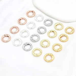 Round Spring Buckle Keychain Finishing Ring 18k Gold Plated <b>Copper</b> DIY Jewelry Accessory For <b>Bracelet</b> Making - Product Image 4