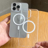 Coque de téléphone magnétique transparente ultra-fine en PC avec anneau magnétique puissant N52 pour iPhone 14 15 16 Series