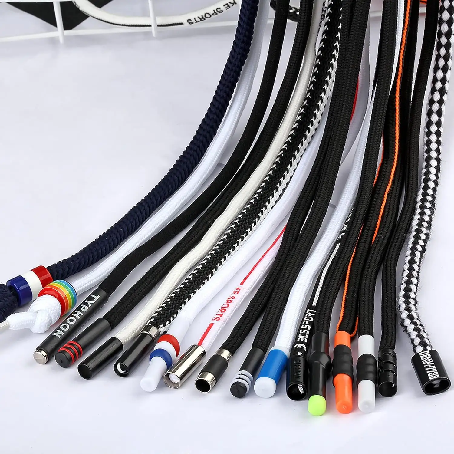 The factory directly produces customized OEM ODM drawstring cord cotton braided draw string hoodies drawstring hoodie cords
