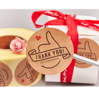 Étiquettes autocollantes de remerciement pour cadeaux, étiquettes d'emballage pour produits de boulangerie en papier kraft, autocollants ronds imprimés
