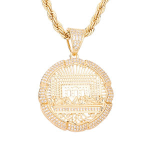 Vendita calda americana Hip Hop 14k placcato oro <span class=keywords><strong>Il</strong></span> Cenacolo l'ultima cena zircone ciondoli e collane in rame - Product Image 1
