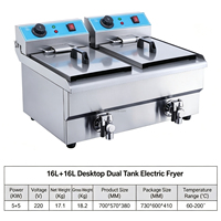 Friteuse électrique commerciale de comptoir à double cuve, grande capacité, en acier inoxydable, à chauffe rapide, avec valve