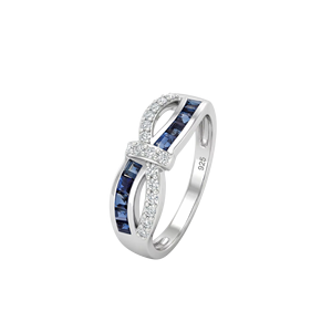 Anillo de Zafiro Azul y Diamantes en Plata de Ley 92.5 KLSR-11714 - Product Image 1