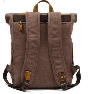 Bolsa de libro personalizada de fábrica, mochila informal de cuero de lona para ordenador portátil, mochila para hombre - Product Image 5