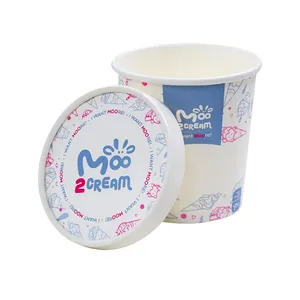 Vente flash : contenants à soupe jetables de 3 oz, 5 oz, 16 oz, gobelets en papier pour crème glacée, emballages pour yaourt, gobelets à gelato avec couvercles - Product Image 4