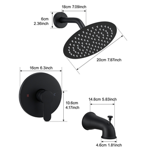 Grifo Monomando de Latón Negro Mate con Mezclador de Ducha de 2 Funciones para Baño - Product Image 6