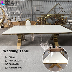 Leda 2025 Hot Bán Sự Kiện Đám Cưới Tiệc Ưa Thích Hình Chữ Nhật Ăn Uống Bảng Màu Trắng Vàng Thép Không Gỉ Bảng Cho Đảng - Product Image 2