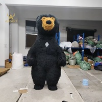 Costume d'ours gonflable de dessin animé avec souffleur d'air pour spectacle scolaire, accessoire d'activité, combinaison d'ours en peluche gonflable pour défilé