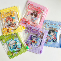 En gros, mini pochette porte-clés transparente en PVC à faire soi-même, motif dessin animé, vierge, pour badges et présentation de marchandises d'anime