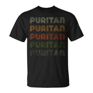 T-shirt Puritan noir pour homme, manches courtes, col rond, imprimé en sérigraphie, vêtement décontracté - Product Image 1