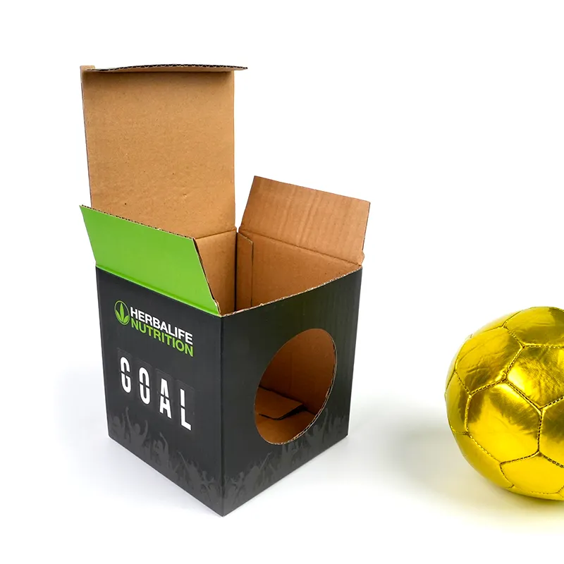 Pencere ile klasik özelleştirilmiş futbol ambalaj kutusu karton paket futbol topu kutu