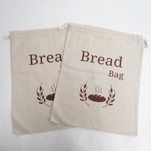 Sac à pain en coton naturel et lin avec cordon de serrage, vente en gros d'usine - Product Image 5