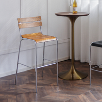 Tabouret de bar empilable en bois courbé de style nordique avec structure en acier, chaise de comptoir pour la maison, le café, le restaurant, tabouret haut vintage