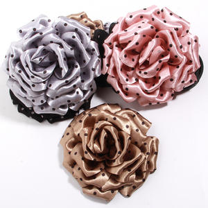 Accessoires pour <span class=keywords><strong>cheveux</strong></span> sportifs en tissu à pois noirs et blancs de style français, bord brûlé, fleur de camélia, DIY, élastique pour <span class=keywords><strong>cheveux</strong></span>, corde à <span class=keywords><strong>cheveux</strong></span> - Product Image 1