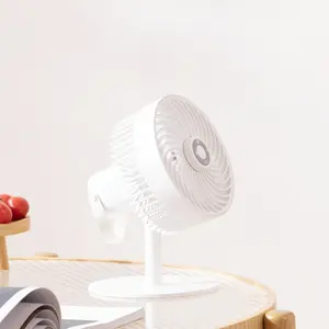 Mini ventilador de escritorio recargable por USB 2024 con luz LED, circulación de aire, rotación y cabezal vibrador alimentado por batería eléctrica