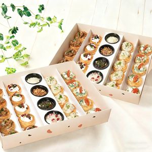 Offre Spéciale traiteur personnalisé Bento à emporter nourriture à emporter gâteau Kraft Desserts pâturage plateau papier <span class=keywords><strong>pyramide</strong></span> boîte emballage pour collations - Product Image 2