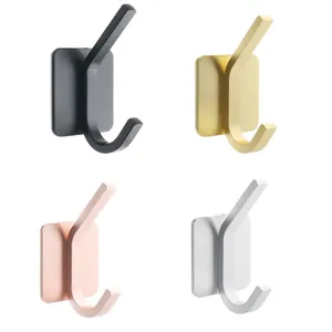 Wholesale Custom Hotel Bathroom Aluminum Towel Key Hat Sticky Adhesive Wall Square Hook