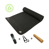 Tapis de Yoga en TPE Noir Épais, Écologique, Durable et Antidérapant avec Œillets, Imprimé Personnalisé pour Salle de Sport et Studio