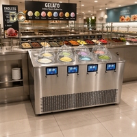 Machine à gelato verticale à refroidissement par air avec contrôle de la production en surplus, congélateur commercial à agitation continu, machine à glace dure professionnelle
