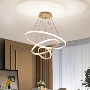 원형 반지 아크릴 호화스러운 금 간단한 거실 호텔 LED 샹들리에 천장 펀던트 빛
