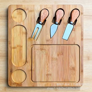 Bamboo Cheese Board With <b>Knife</b> 30x20cm Portable Kitchen Cutting Board For Fruit <b>Bread</b> Home And Outdoor Use - Product Image 3