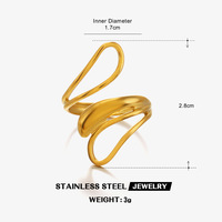 Cincin Baja Anti Karat Gaya Eropa dan Amerika, Desain Garis Simpel, Cincin Terbuka, Personalisasi Hip Hop, Lapisan Vakum Elektroplating