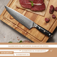 Professioneel 8 inch ecologisch verantwoorde ambidextere damaststalen koksmes met zwart G10 handvat voor hotel- en restaurantchefs