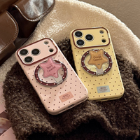 Nouvelle coque de téléphone en TPU+PC imperméable avec charge sans fil magnétique anti-chute à pois caramel pour 13/14/15/16/17 Pro Max