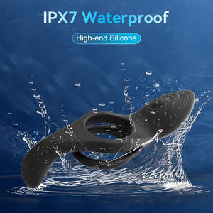 10 Frequency Dual Ring With Remote <b>Control</b> Silicone Masturbation <b>Vibrating</b> Ring - Product Image 3