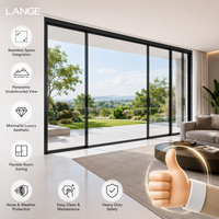Porte coulissante panoramique sur mesure, cadre noir, mur en verre extérieur, porte empilable à économie d'énergie pour véranda et jardin