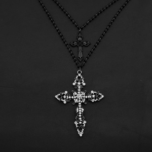 New Exquisite Double Layered Black Cross Pendant Necklace Fashion Unisex's <b>Titanium</b> Steel Necklaces Wholesale Jewelry Trendy - Product Image 2