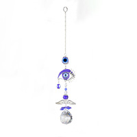 Pendentif attrape-soleil en cristal Œil protecteur, boule prismatique œil bleu papillon, ornement suspendu pour festival