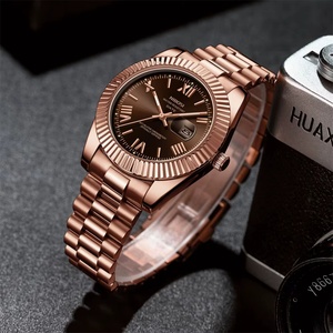 Montre Homme de Luxe 2678 en Acier Inoxydable Or Rose à Quartz, Étanche 3 ATM, Aiguilles Lumineuses, Affichage de la Date - Product Image 4