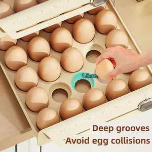 Organizador de huevos al por mayor, contenedor de almacenamiento de plástico transparente para refrigerador, encimera <span class=keywords><strong>rectangular</strong></span>, dispensador de cajones de huevos, comida - Product Image 3