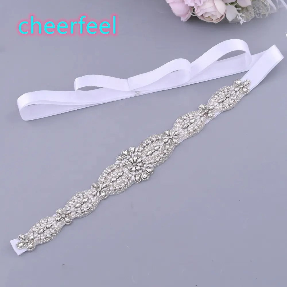Cheerfeel Bling Kristal Batu Bordiran Patch Bridal Dress Ikat Pinggang Appliques dan Trims untuk Gaun Pengantin Dekorasi RH-11144