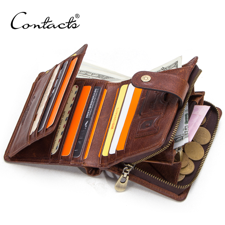 Контакта Прямая поставка; Оптовая Продажа Винтаж масло нубук кожа 11 отделами для карт, скрытым отсеком из натуральной коровьей кожи кошелек для мужчин rfid