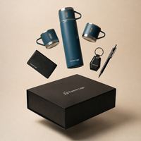 Ensemble cadeau d'entreprise personnalisé avec logo, thermos, tasses à café, portefeuille, porte-clés, stylo, coffret cadeau d'entreprise 6 pièces, bouteille en acier isolée