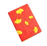 Carnet Luzhi Or et Argent Abricot - Carnet de Bureau Épais à Surface Feuille d'Érable - Cadeau d'Affaires Personnalisé