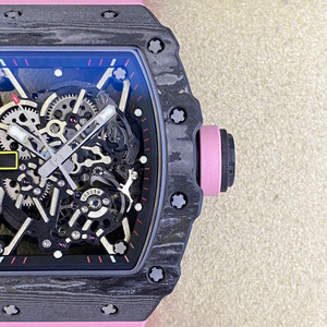 Reloj de Pulsera de Fibra de Carbono Estilo RM de Alta Calidad con Correa de Goma Rosa, Reloj Mecánico Automático para Hombre - Product Image 6