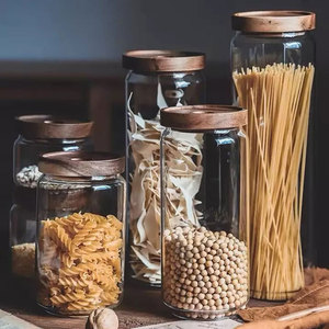 High quality various sizes borosilicate glass kitchen storage bottles & jars food storage container glass jars with lids
