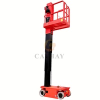 High End auto propelido vertical mastro elevador portátil mastro elevação pessoal cesta com chassi estável