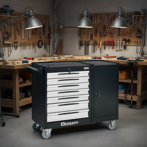 Fasano Tools 7 <b>Drawer</b> Rolling Tool Cabinet With Lock And Door For <b>Workshop</b> Use - Product Image 3