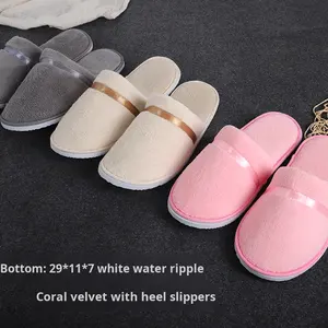 Pantoufles Jetables en Velours Corail à Bout Ouvert, Épaisses et Élégantes, Idéales pour Hôtels, Voyages, Hôtes, Salons de Beauté et Gîtes - Product Image 5