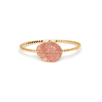 Bague en Gros Pierre Naturelle Réglable Pierre de Naissance Bague Or 14 Carats Femme Brut Améthyste Quartz Rose Cristal Bagues pour Femme