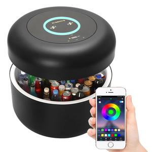 Table basse <span class=keywords><strong>ronde</strong></span> intelligente de nouveau style avec chargement sans fil par haut-parleur Bluetooth et mini-réfrigérateur intégré - Product Image 3