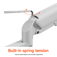 Soporte de Escritorio AUKI Blanco para Dos Monitores con Resorte de Gas, Poste Vertical Ajustable en Altura, Soporte VESA