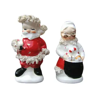 Vintage Napco Santa Và Bà Claus Giáng Sinh Gốm Muối Tiêu Shaker Trang Trí